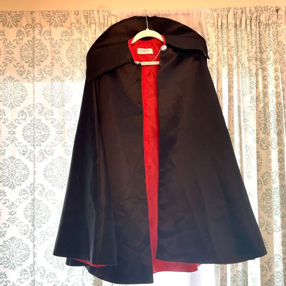 Vampire Cape with Collar and Silver Neck Clasp